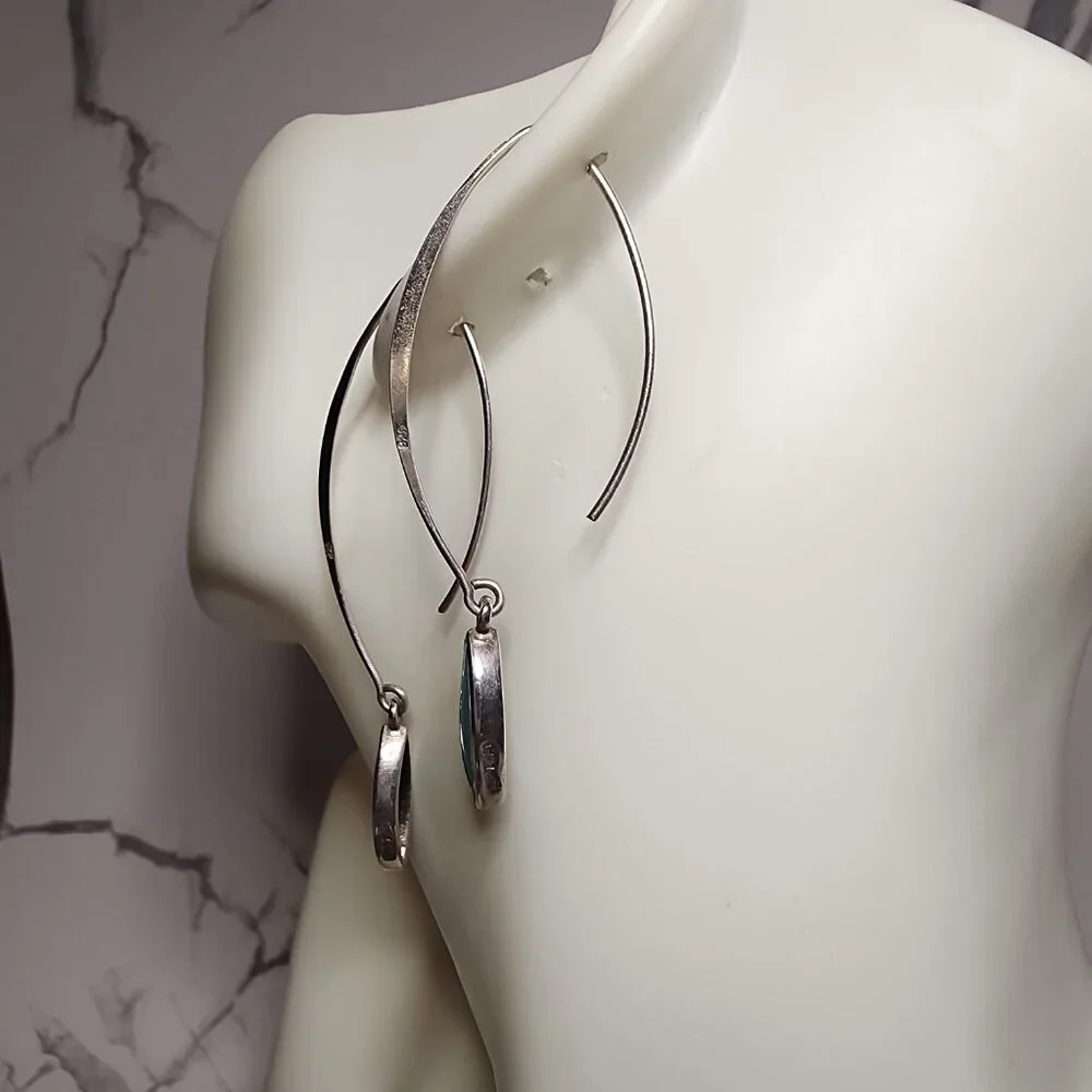 925 Silver Drop Earrings with Turquoise colored stone